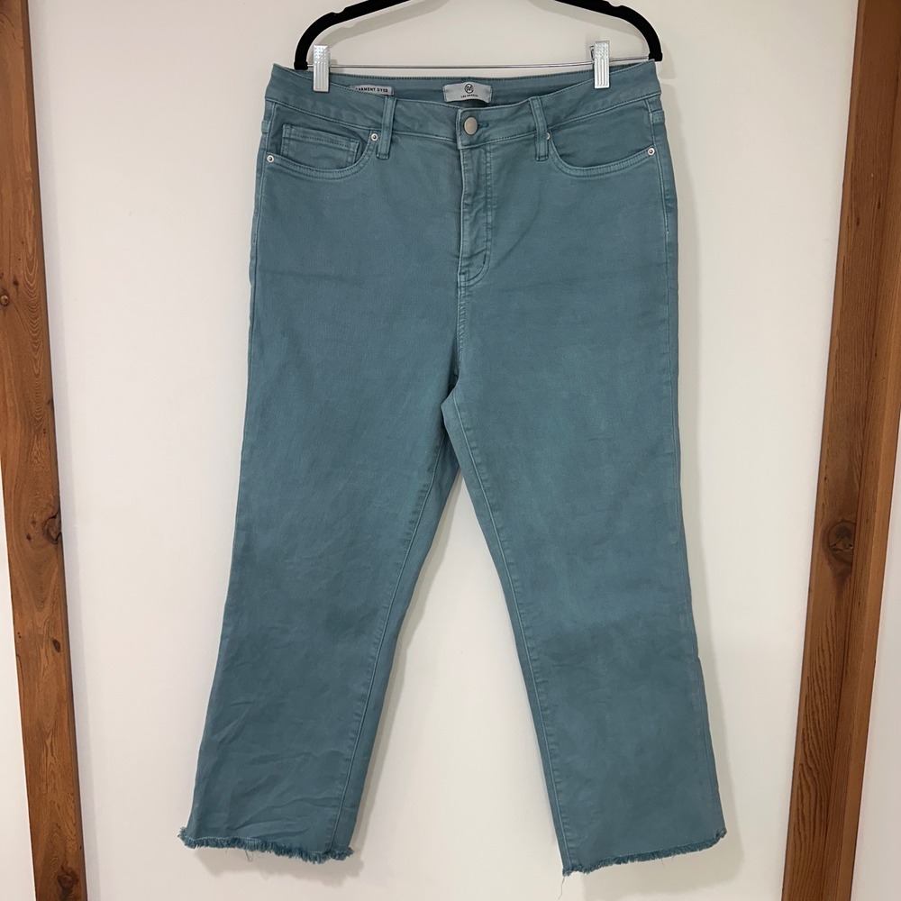 RM Los Angeles Garment Dyed High Rise Jeans Women 15/32 Teal Blue Raw Hem | Boho